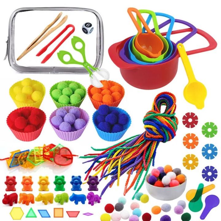 Montessori Fine Motor Training Toys Colors Cognitive Sorting Count ...