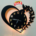 Heart Wooden Clock With Premium Light I The New Wooden Wall Clock Big Size I Wall Clock I Wooden Wall Clock I Wall clocks for bedroom I Wall Clocks for drawing room I Wooden Wall Clocks for bedroom with Free Gift. 