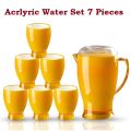 Acrylic Water Set - 7 Pcs Fancy water sets Include 6 Glass and 1 Acrylic Water Jug - Water Set - Acrylic Milky water Set -  water sets with jug glass - Water Sets with Jug Glass Fancy Mirror - Plastic Juice Glass - Water Glass Drinkware Everyday Glassware. 