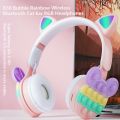 New Cartoon Bubble Rainbow Decompression Wireless Bluetooth Cat Ear RGB Headset with mic Children's headphones support TF card. 