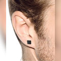 Black Magnetic Square Earrings Unisex. 