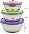 Set of 3 Stainless Steel Lunch Boxes with Leak-Resistant Lids Food Container. 