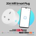 20A 4400W Smart Wifi Plug & Power Moniter Smart Socket EU AC100-240V Wifi Smart Plug Power Outlet, Alexa Google Home Voice Control, For Tuya Smart Life APP. 
