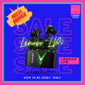 100% Original Lenovo LP6 Bluetooth Earbuds For Gamers - Black. 