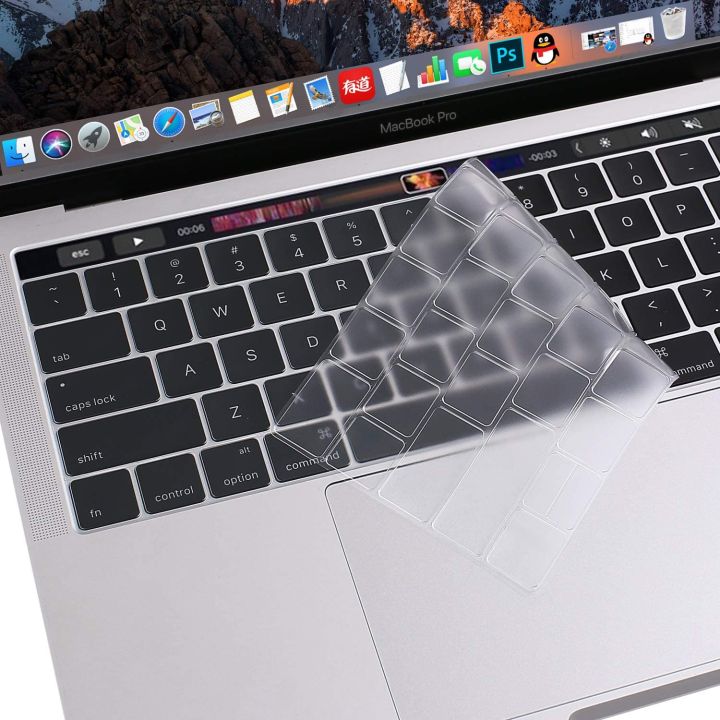 MacBook%20Pro%20Keyboard%20Cover%20with%20Touch%20Bar%20for%2013%20and%2015%20inch%202019%202018%202017%202016%20Apple%20Model%20A2159,%20A1989,%20A1990,%20A1706,%20A1707%20Silicone%20Skin%20Protector,%20Black%20-%20Image%208