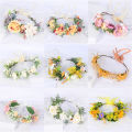 Flower Crown Hair Band Wedding Floral Headband Garland Ribbon Girl Hair Accessories Artificial Silk Flower Wreath Bride Women. 