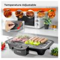 Chefman Electric Smokeless Indoor Grill w/Non-Stick Cooking Surface & Adjustable Temperature Knob from Warm to Sear for Customized BBQ Grilling, Dishwasher Safe Removable Water Tray, Black. 