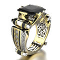 Creative Party Men Rings Square Shaped Design Rings For Men Wedding Ring Platinum Plated Zircon Male Jewelry Wholesale. 