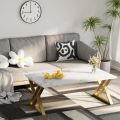 Coffee Table Living Room Table White Center Table, Simple Modern Faux Marble Rectangular Tea Table with Sturdy Gold-Finished Metal Frame,Industrial Wooden Coffee Table for Bedroom Home Office Visit the Wolawu Store. 