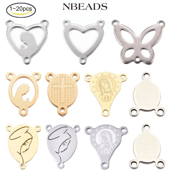 1-20PCS 304 Stainless Steel Chandelier Components Links 3 Loop Connectors For Jewelry Diy Making