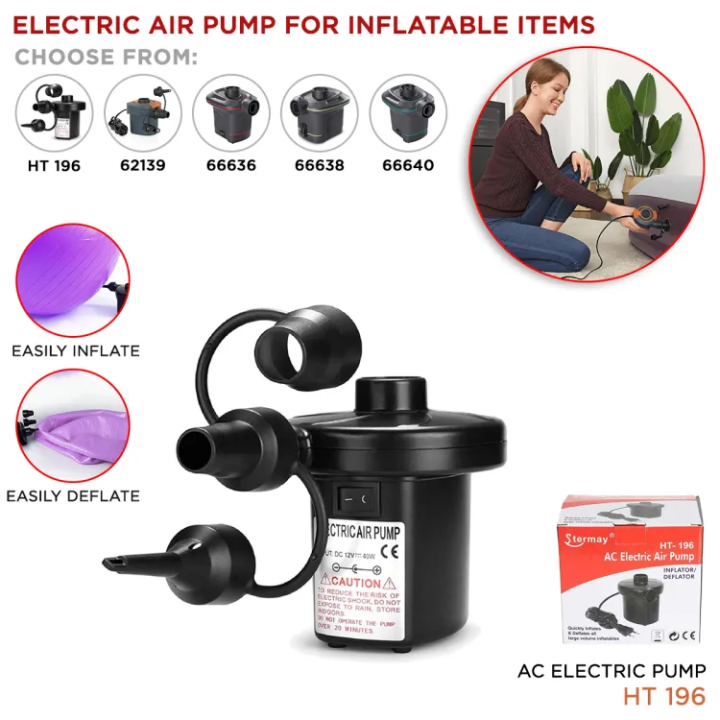 Intex AC Electric Air Pump For Inflatable Items, Easily Inflate & Fill Air in Swimming Pools, Tubes, Balls, Air Beds, Mattress Bestway & Chinese Branded Imported Quality Electric Pump