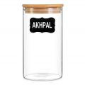 AKHPAL  Glass Jar Wooden Lid For Food Storage Containers Set , 1 piece 1400ml Airtight Jar With Lids, Kitchen Wooden Jars Canisters For Sugar, Candy, Cookie, Rice And Spice Jars Transparent (set Of 1,1400 ml). 