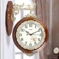 Double Sided Wall Clock Hanging Round Clock - Beautiful Floral Decorative Double Sided Quartzz Wall Clock- Best Gifts for Relatives and Friends. 
