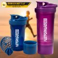 Fast Forward Shaker Bottle - 24 Ounce Protein Shaker Plastic Bottle for Pre & Post workout with Twist and Lock Protein Box Storage Pack of 2. 