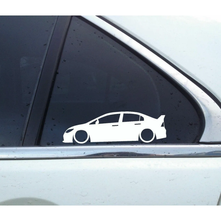 Car & Laptop Sticker - 2X Lowered car outline JDM stickers - For HONDA CIVIC FD2R Type-R sedan 8th gen Standard size - 5.5" (140mm)