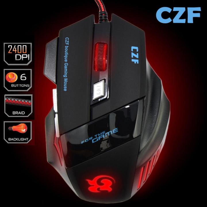 CZF RGB LED Optical USB Wired Gaming Mouse 6 Buttons 2400 DPI Adjustable