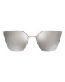 Prada Sunglasses Square Metal Gold Frame Laser Flower Silver Mirror Lenses-PR68TS-ZVN121-63. 