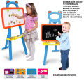 3in1 Learning Easel Double Sided Black And White Drawing Board Magnetic Board and Chalkboard Art Activity Drawing for Artist with Learning Magnetic Alphabet And Numbers Chalk and Eraser. 