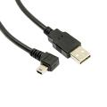 Mini USB B Type 5pin Male Right Angled 90 Degree to USB 2.0 Male Data Cable with EMI Ferrite Core 5 Meters. 