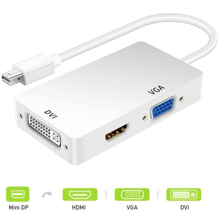 Mini DisplayPort (Thunderbolt Port) Cable, 3 in 1 Mini DP to HDMI + VGA + DVI Converter Adapter Cable, Supports Full HD1080P for MacBook, MacBook Air, iMac, Microsoft Surface Pro 1 2 3