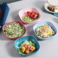 10 Pcs Plastic Plates With Stand, Multi-function Dish,Square Lightweight Wheat Straw Plates, Deep Dinner Dishes, Camping Dinnerware for Serving pasta fruit. 