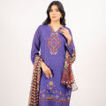 Maahru Unstitched Fabric for women and girls - 2 piece - Shirt and Dupatta - Purple Haze Suit. 