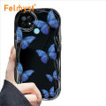 FELMYST for Realme C21 C21Y C25Y Back Cover Colorful Butterfly Cream Texture Wavy Edge Soft Silicone Phone Case. 