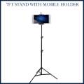 7feet Aluminium Tripod Stand Adjustable Portable With Mobile Holder for Mobile Phone & DSLR Camera -Black. 