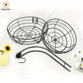 2-Tier Fruit Basket with Banana Holder, Standing Daily Kitchen Modern Fruit Bowl, Practical Fruit Bowl, Vegetable Basket Made of Metal, Black. 