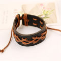 Qingwen  Korean Fashion Trendy Jewelry Men's Japanese and Korean Students Genuine Leather Couple Bracelet Leather Rope Woven Couple Women's Carrying Strap Jewelry. 