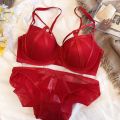 Flourish Stylish Sexy Front Cross Strips Padded Wired Bra & Panty Set 0001. 