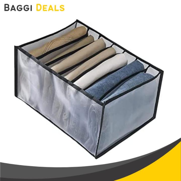 7 Grids Washable Jeans Pant Wardrobe Clothes Organizer, Jeans Storage Box, Cabinet Drawer Storage Box for Underpants