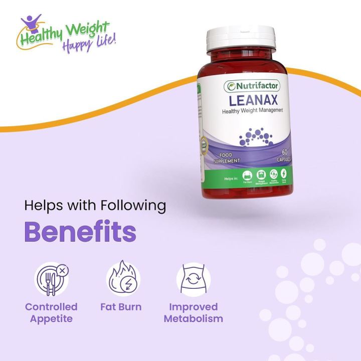 Nutrifactor Leanax Healthy Weight Management Supplement For Fat Burn 60s Capsules