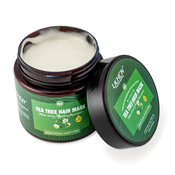 Lichen Professional Tea Tree Oil Hair Mask 500ml - Conditioner and Deep Moisturizer Treatment for Dry Damaged Hair - With Hydrating Protein for Advanced Repair - Soothing for Itchy Scalps and Dandruff