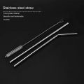 Straws Stainless Steel - Drinking Straw Reusable with Ultra Long 4 Metal Straws 8.5"(2 Straight, 2 Bend) and 1 Cleaning Brush - Eco Friendly Drinking Straws. 