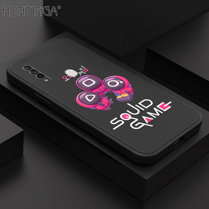 Hontinga for OPPO A31 2020 Case Cute Cartoon Cute Squid Game Character Phone Cover Square Liquid Silicone Shockproof Protective Cases