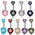 Belly Navel Stud Exquisite Shape Women Shiny Heart Style Belly Piercing Ring. 