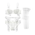 Varsbaby Sexy Lace Lingerie Set - Underwire Half Cup Push Up Bra Set - Bra+Panties+Garter+Stockings - Full Set. 