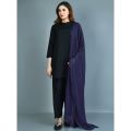Navy Blue Dupatta Matching Crinkle Chiffon Dupattas For Girls Ladies Overlocked Dupattas-All Colors Available. 