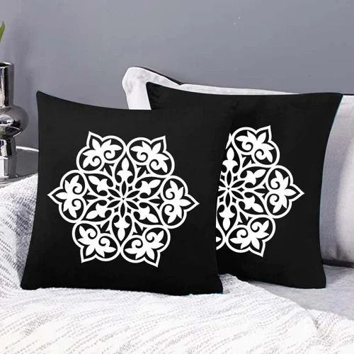 Pack Of 2 Velvet Cushion Laser EMB 01 - Black USMAN PAKISTAN