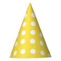YELLOW POLKA DOT THEME BIRTHDAY CAPS PACK OF 10. 