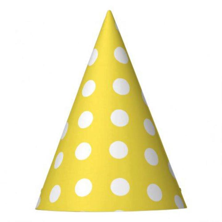 YELLOW POLKA DOT THEME BIRTHDAY CAPS PACK OF 10