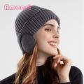 Cold Weather Beanie Hat Cozy Winter Beanie Hat for Men Women Warm Knit Wool Hat with Earflaps Fleece Lining Winter Thermal Hat. 