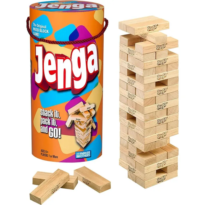 Hasbro Gaming Jenga Tower Wood Blocks Game - Dice and Numbers Classic ...