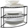 Corner Shelf Plate Rack - 3 Tier Kitchen Cabinet Organiser - black. 