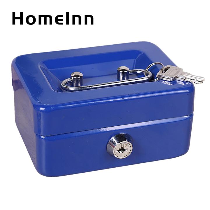 Secure Cash Storage Secure Mini Cash Box with Lock Keys Portable Metal Safe for Jewelry Cash Shock-proof Container for Mini Cash Box with Handle