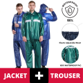 PVC RUBBER COATED RAIN COAT SUIT ORIGINAL KOREAN ( 912 ) GREEN / BLUE COLOUR WATERPROOF RAINSUIT (MEN&WOMEN). 