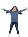 Cozy Blue Ribbed Knit Sweater Soft ribbed fabric sweater for baby girls fashion clothing. 
