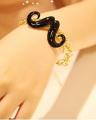 Golden & Black Mustache Bracelet for Women. 