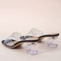 Women Block Heels Transparent Sandals casual party Shoes. 